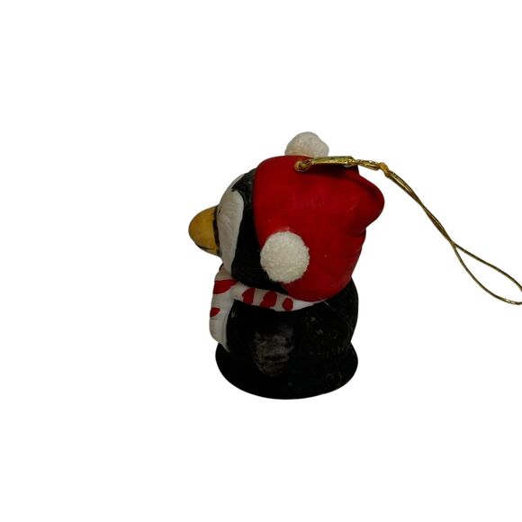 PENGUIN Bell Christmas Ornament Bisque Porcelain L'il Chimers Jasco Vtg - Picture 2 of 7